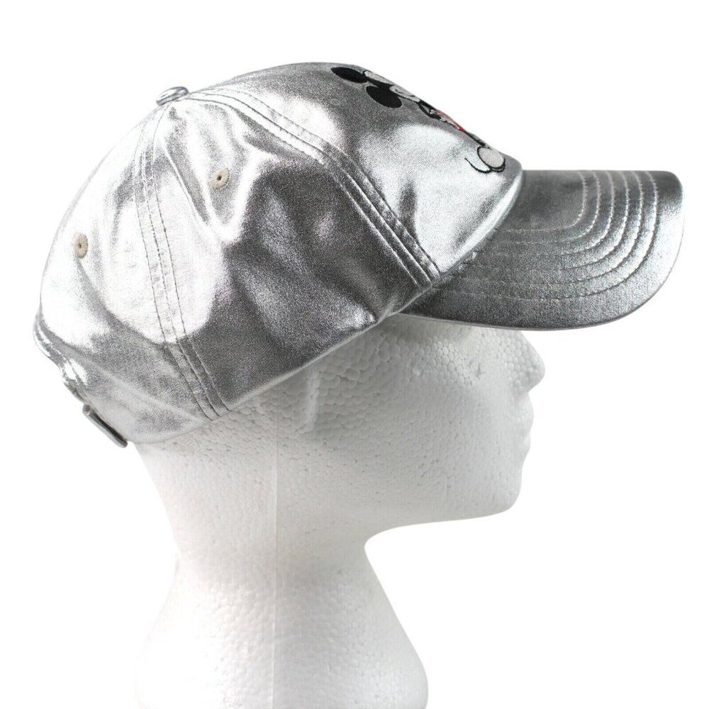 Disney Parks Classic Mickey Mouse Silver Lamé Dads Bill Baseball Hat Adjustable - Picture 5 of 7